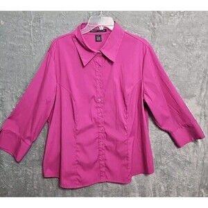 Scott Taylor Women's Sz 1X Pink Blouse poly nylon blend 3/4 sleeve